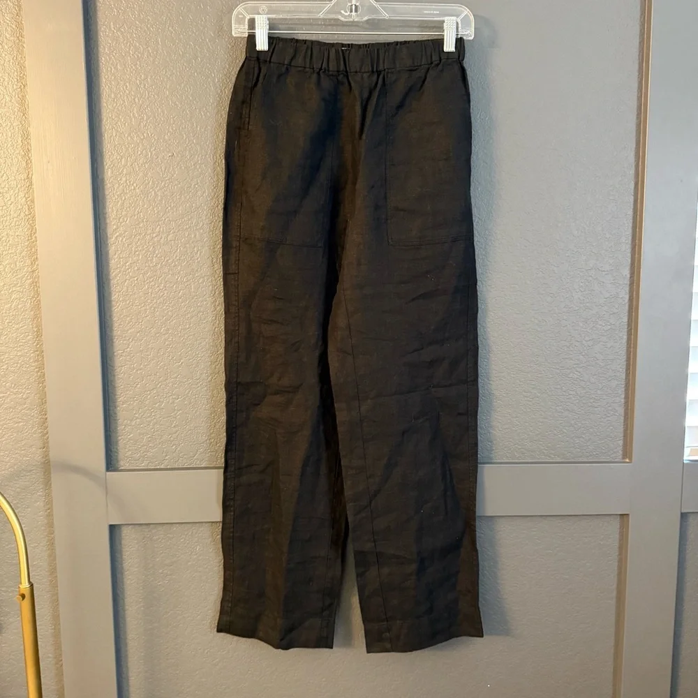 AYR • The Tourist Linen Pants Size XS Relaxed Straight Leg Black Casual